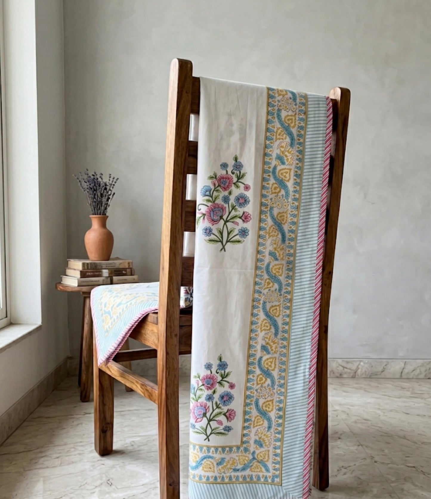 Reversible Royal Botanical Hand-Block Flannel Dohar-twin single set
