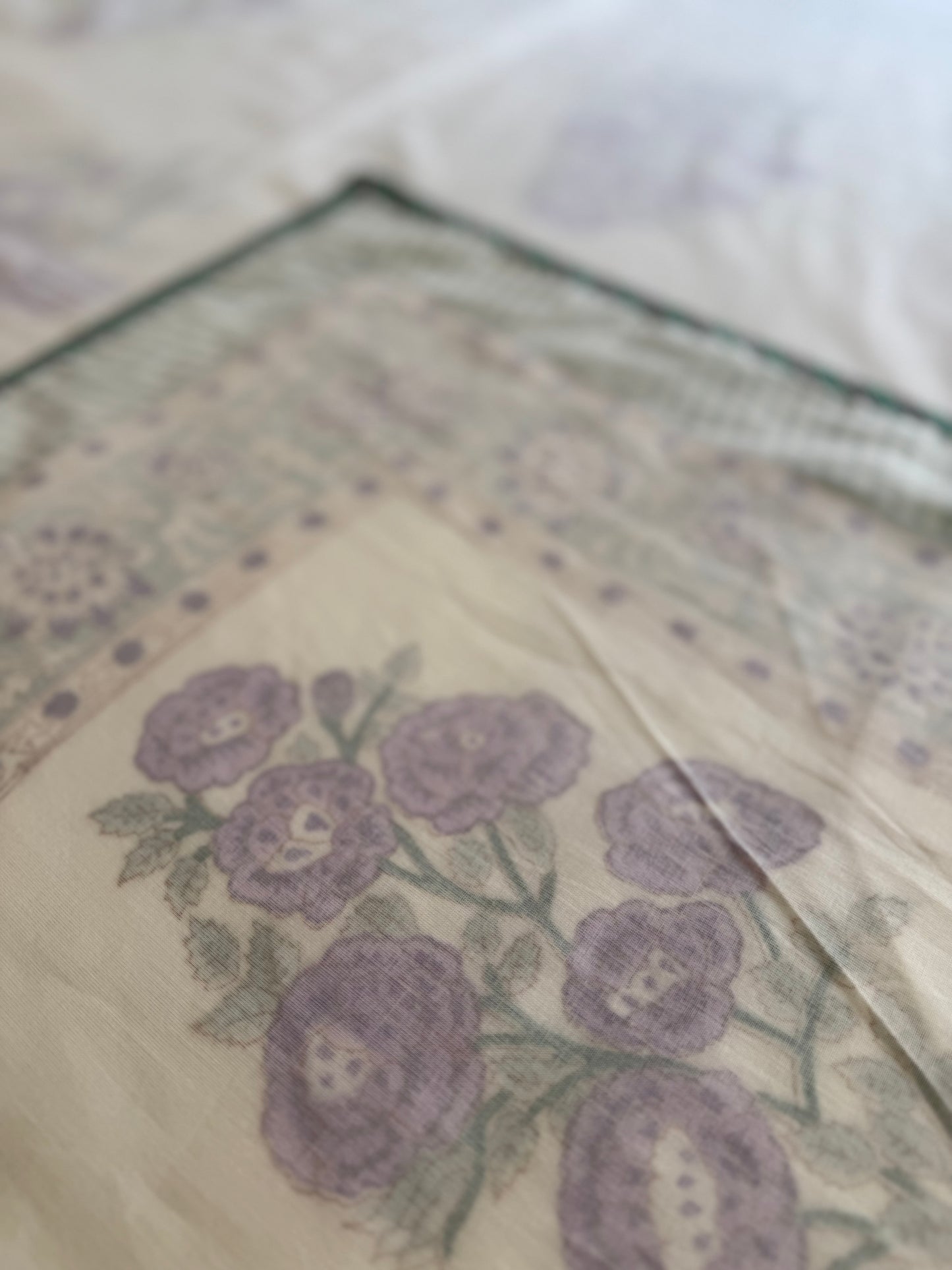 Lavender Hand-Block Printed Cotton Dohar – pair of singles