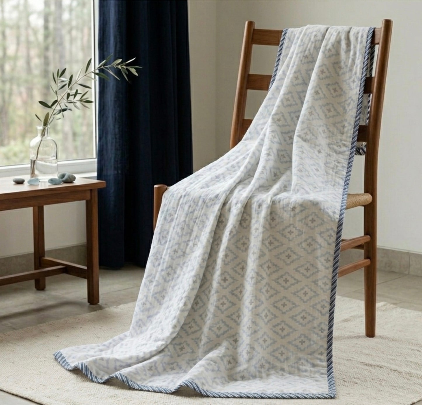 Geometric Buta Hand-Block Printed Cotton Dohar