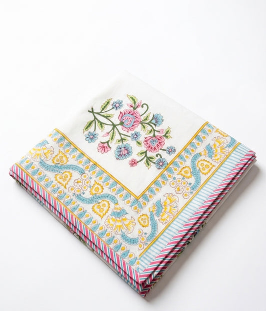Reversible Royal Botanical Hand-Block Flannel Dohar-twin single set
