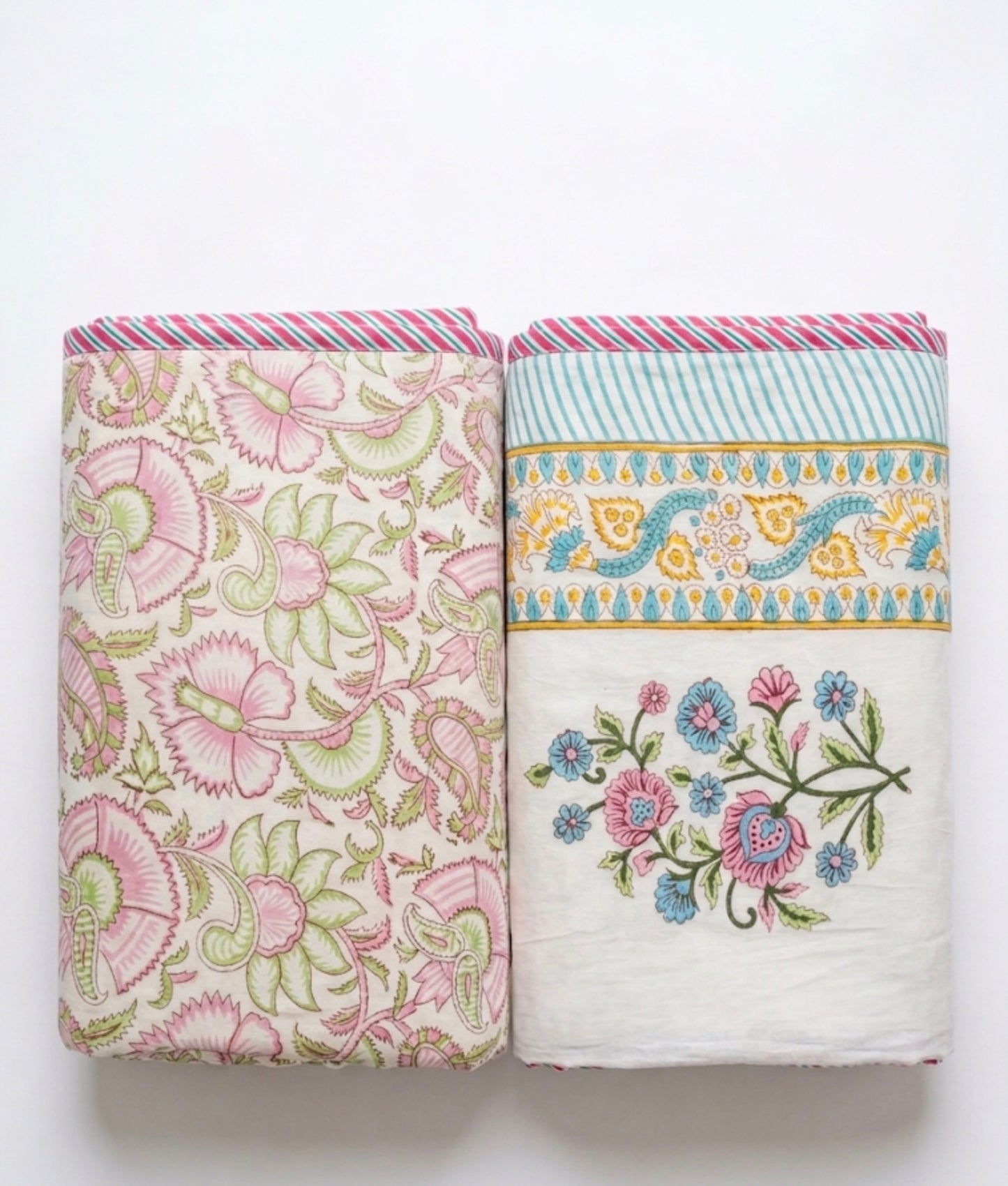 Reversible Royal Botanical Hand-Block Flannel Dohar-twin single set