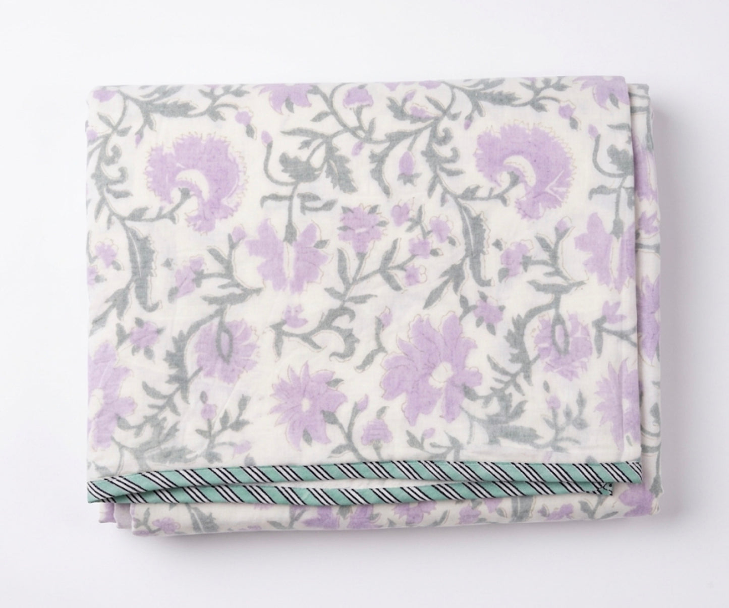 Lavender Hand-Block Printed Cotton Dohar – pair of singles