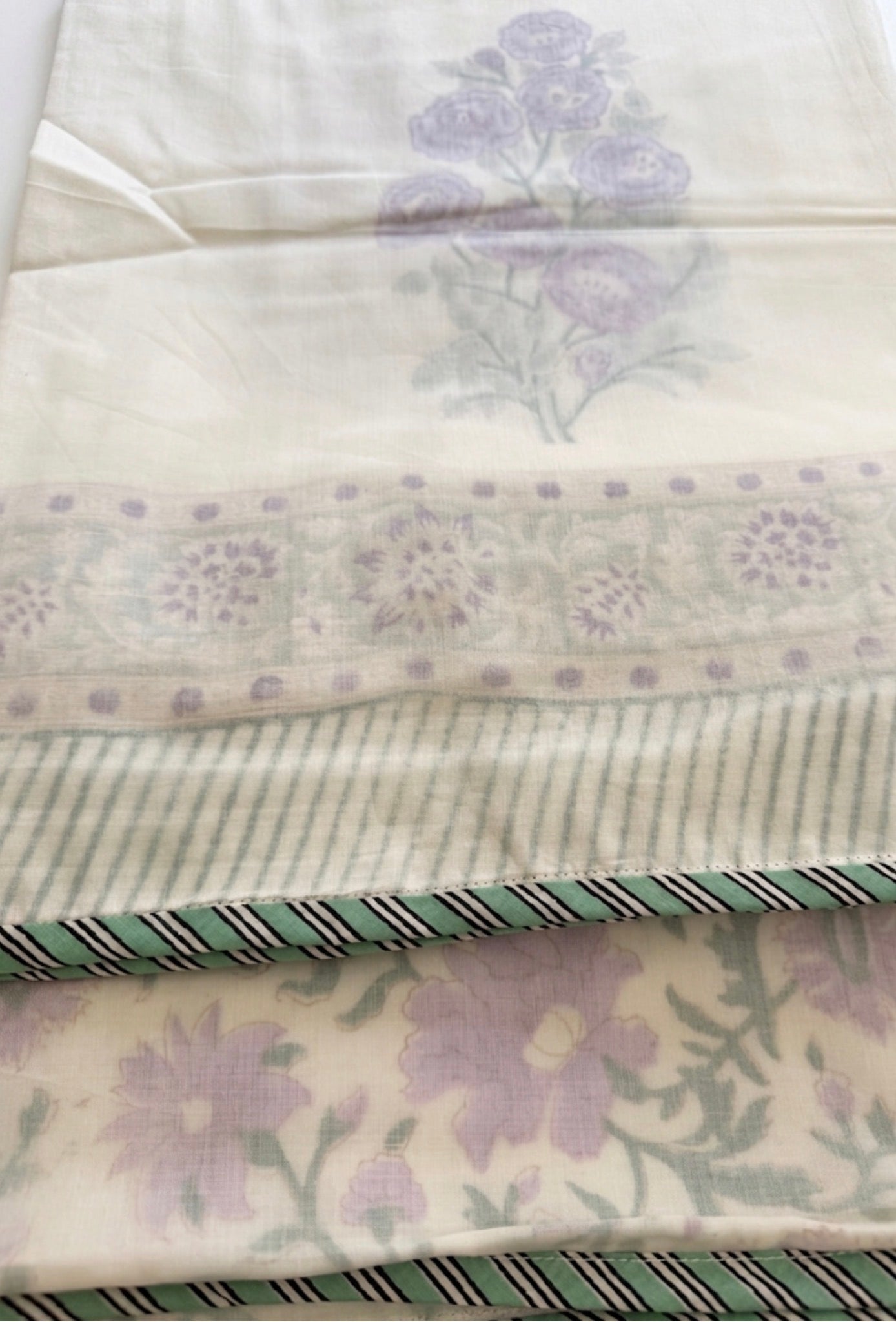 Lavender Hand-Block Printed Cotton Dohar – pair of singles