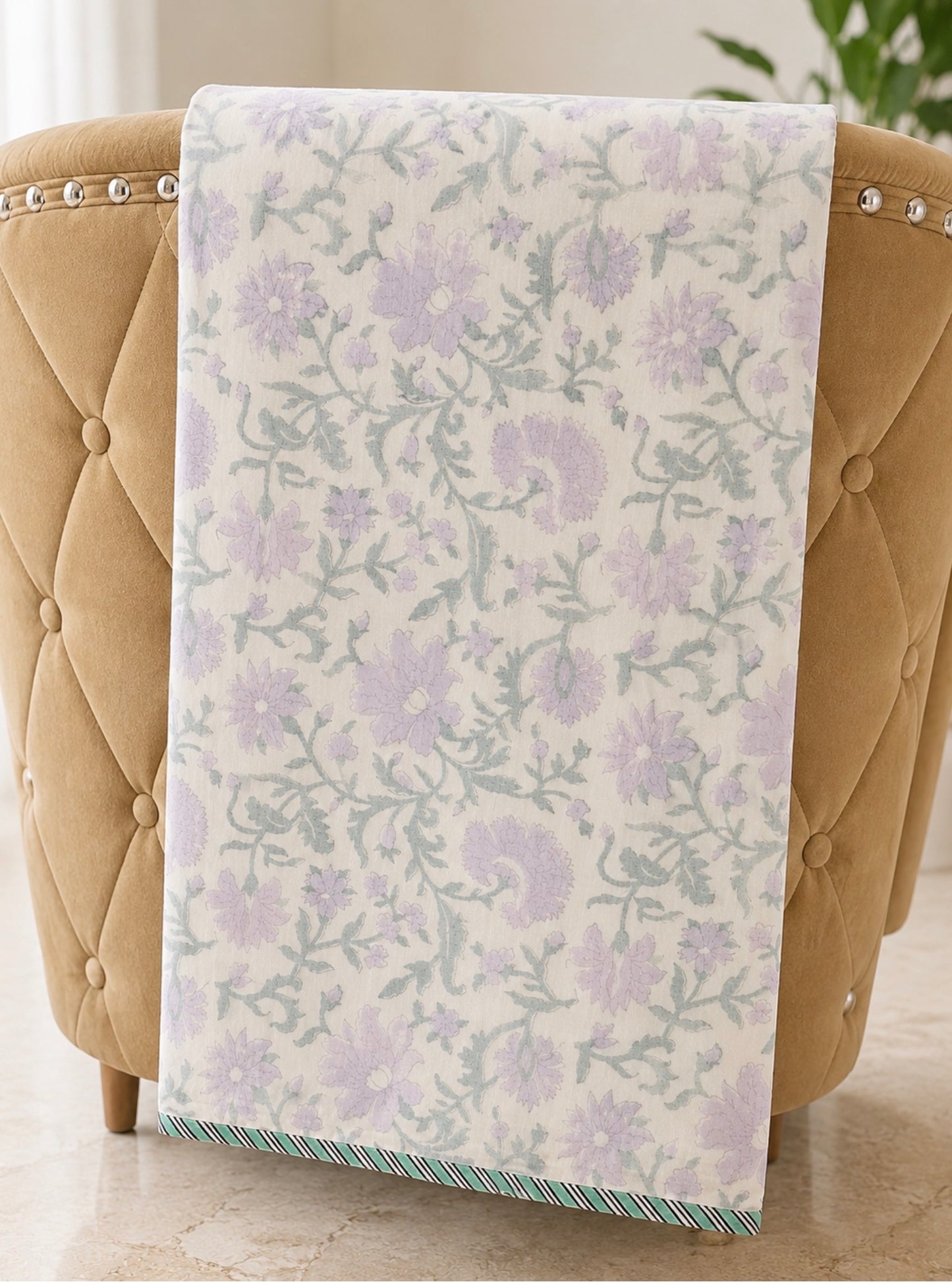 Lavender Hand-Block Printed Cotton Dohar – pair of singles
