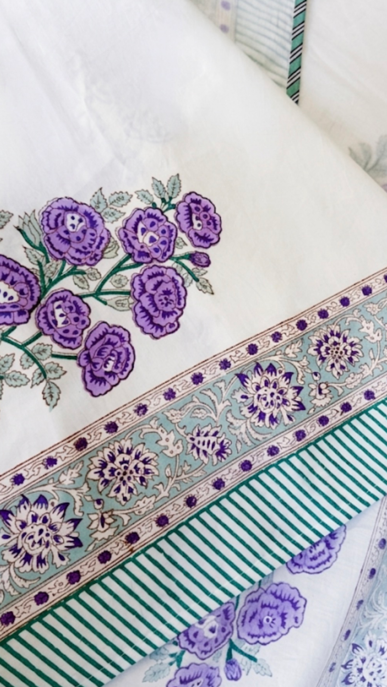 Lavender Field Hand-Block Printed Super King Bedsheet Set