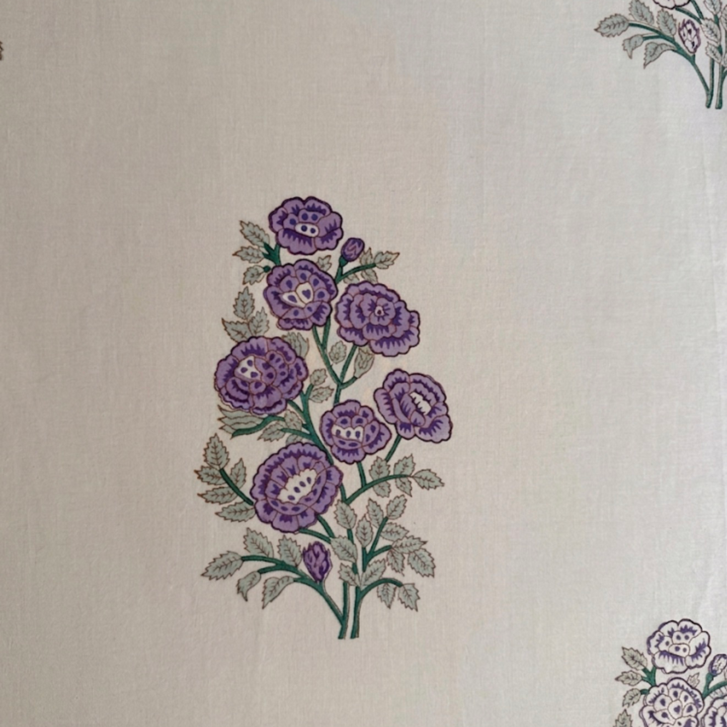 Lavender Field Hand-Block Printed Super King Bedsheet Set